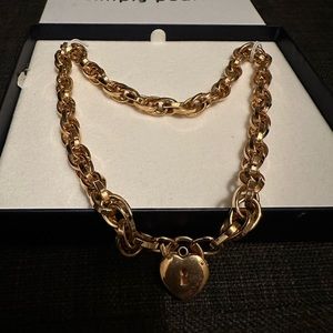Simply Pearl gold plated 14k heart lock style necklace ❤️🔐